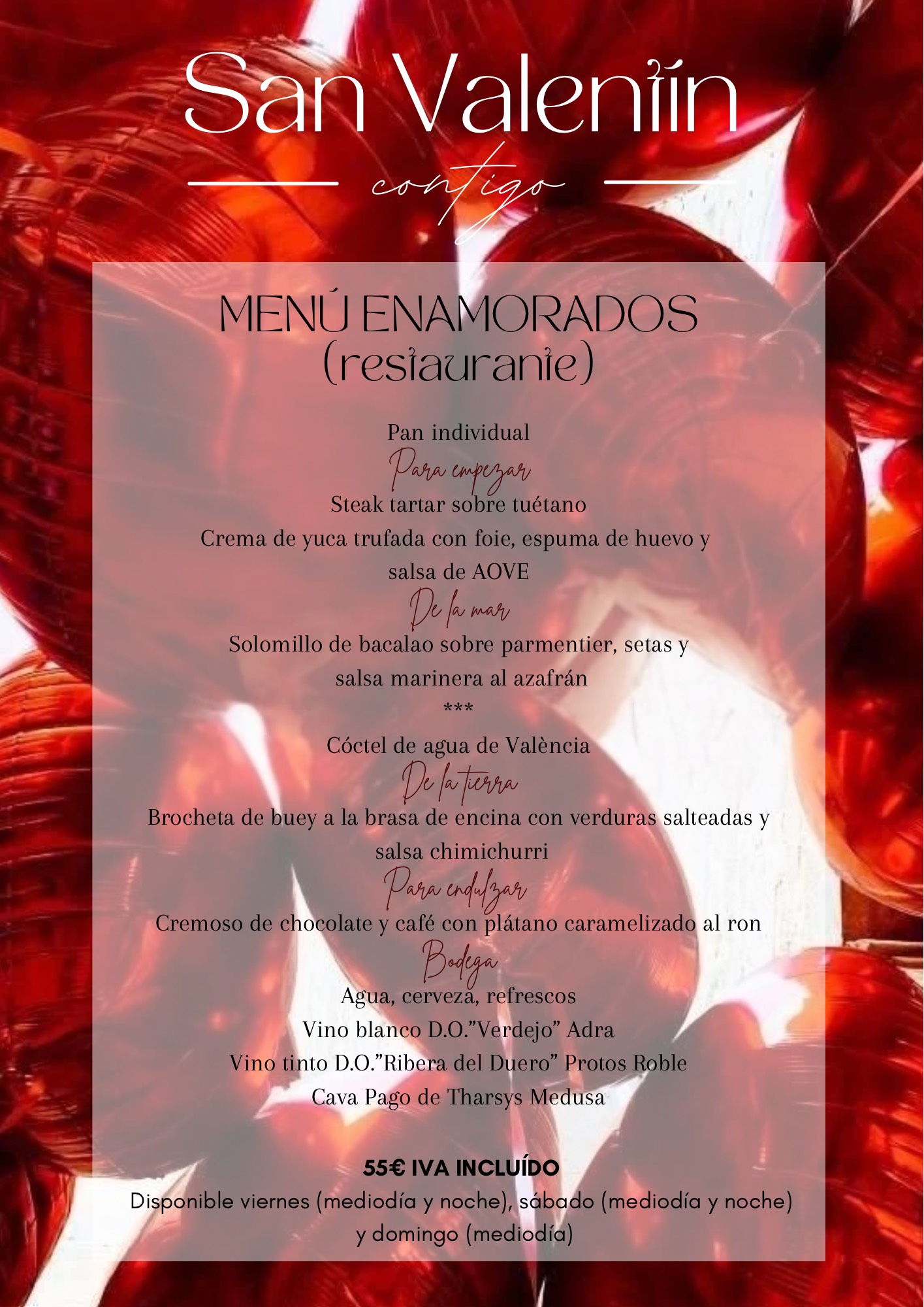 Menu San Valentín