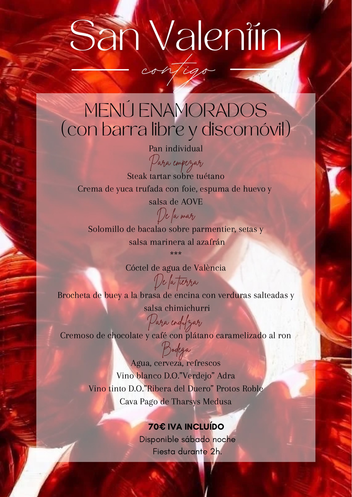 Menu San Valentín