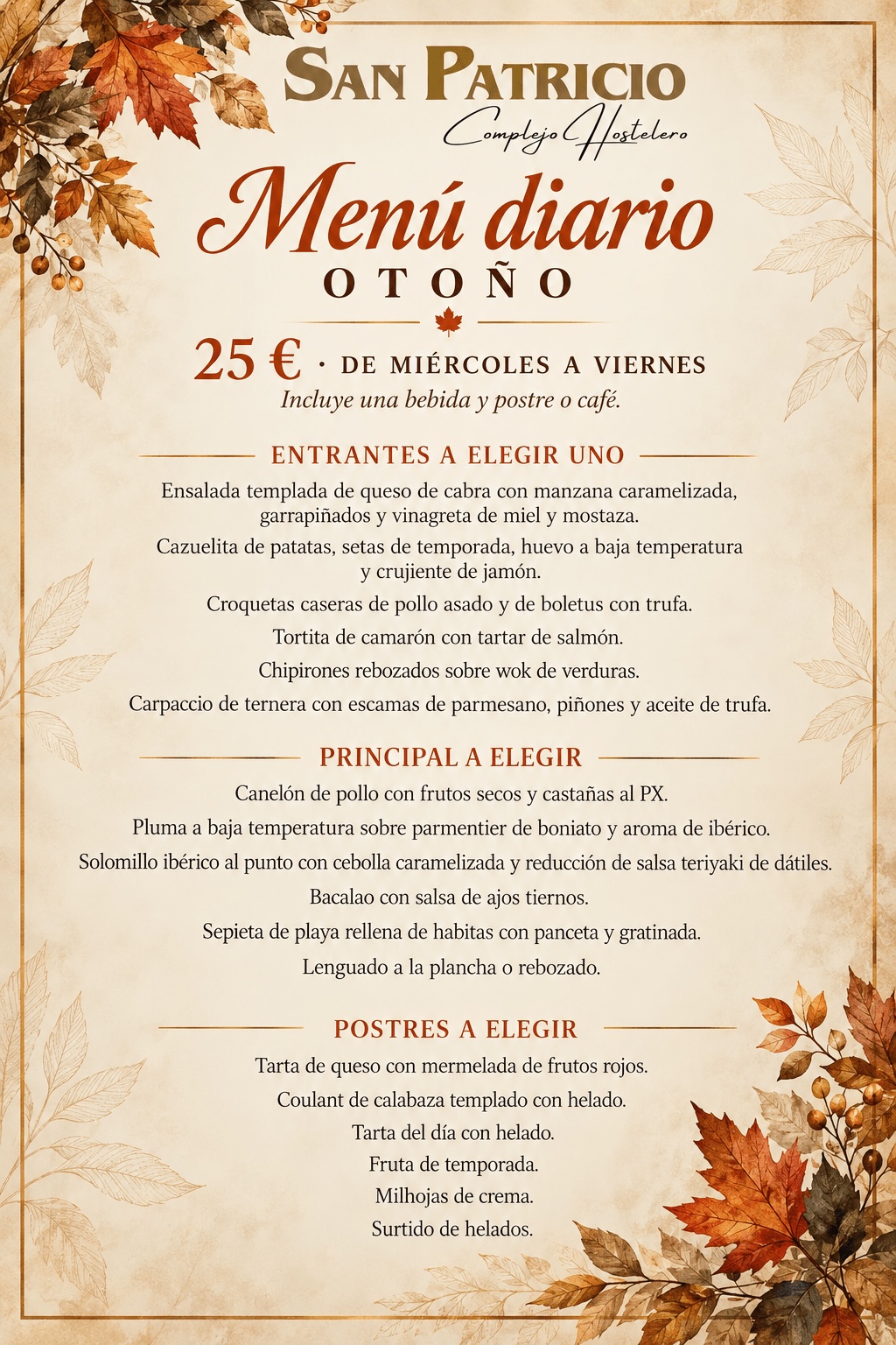 Menu diario otoño